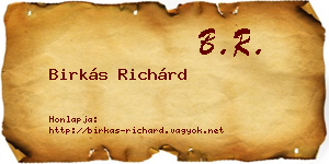 Birkás Richárd névjegykártya