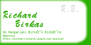 richard birkas business card